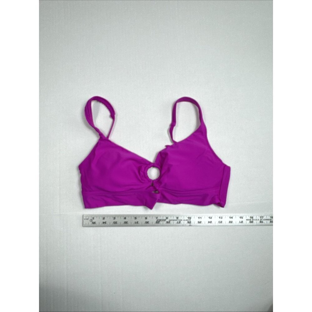 Bar III Banded Ring Bikini Swim Top Women's L Violet NWT 9379 - Picture 4 of 12